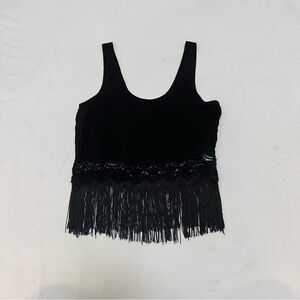 Forever 21 Black Embellished Crop Tank Top